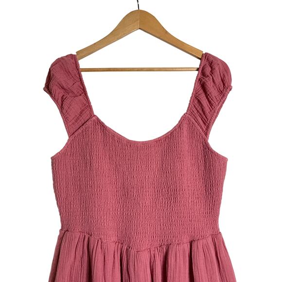 American Eagle Pink Smocked Babydoll Dress with Ruffle Hem & Pockets – XL NWT - Picture 5 of 10